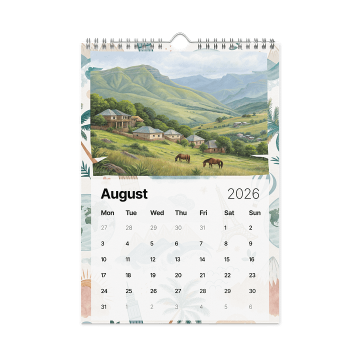 World Capitals Wall Calendar 2026 – Unique & Unusual Cities in Vibrant Watercolor product image (2)