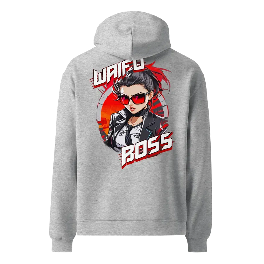 Waifu Boss - Premium Hoodie - Athletic Heather - v1 - Back Printed Design product image (1)