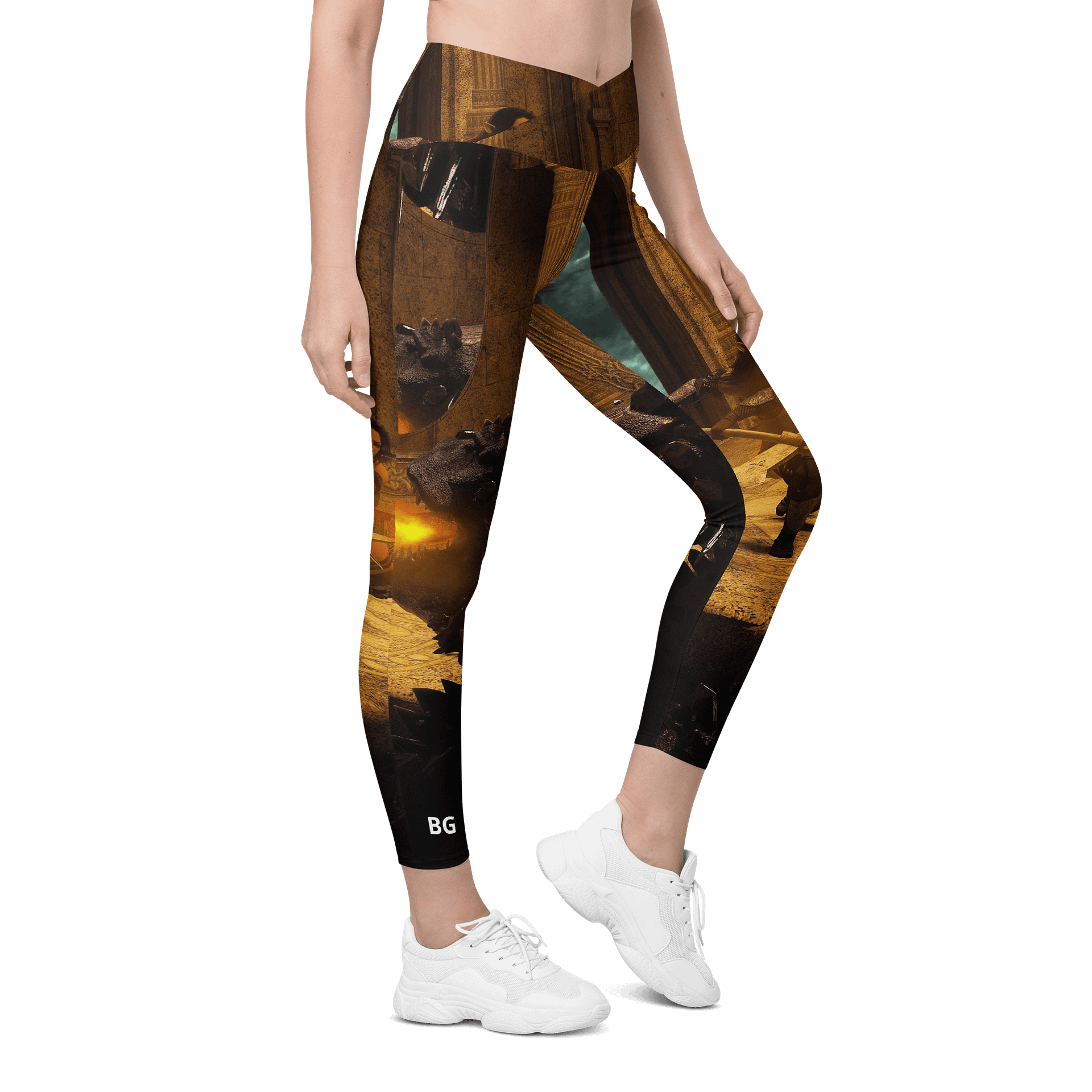 'Elven Stories - Warriors Cry Too' Crossover Leggings with Pockets product image (5)