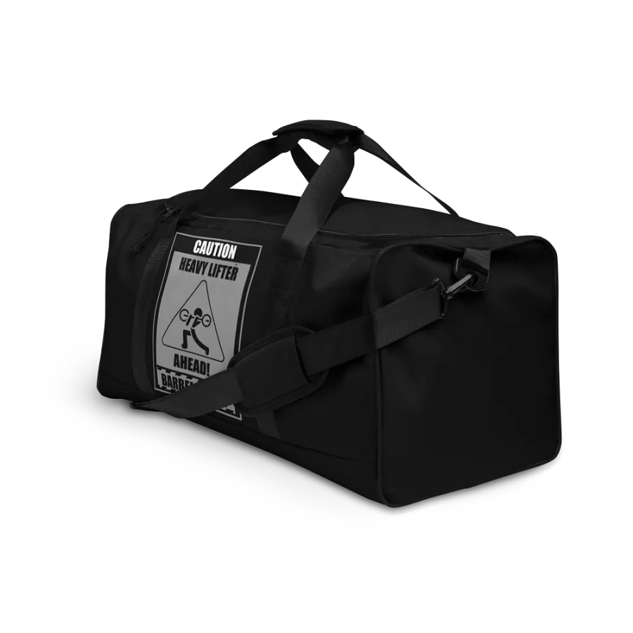 Caution Heavy Lifter Ahead-Barbell Zone Duffle Bag (Black) product image (3)