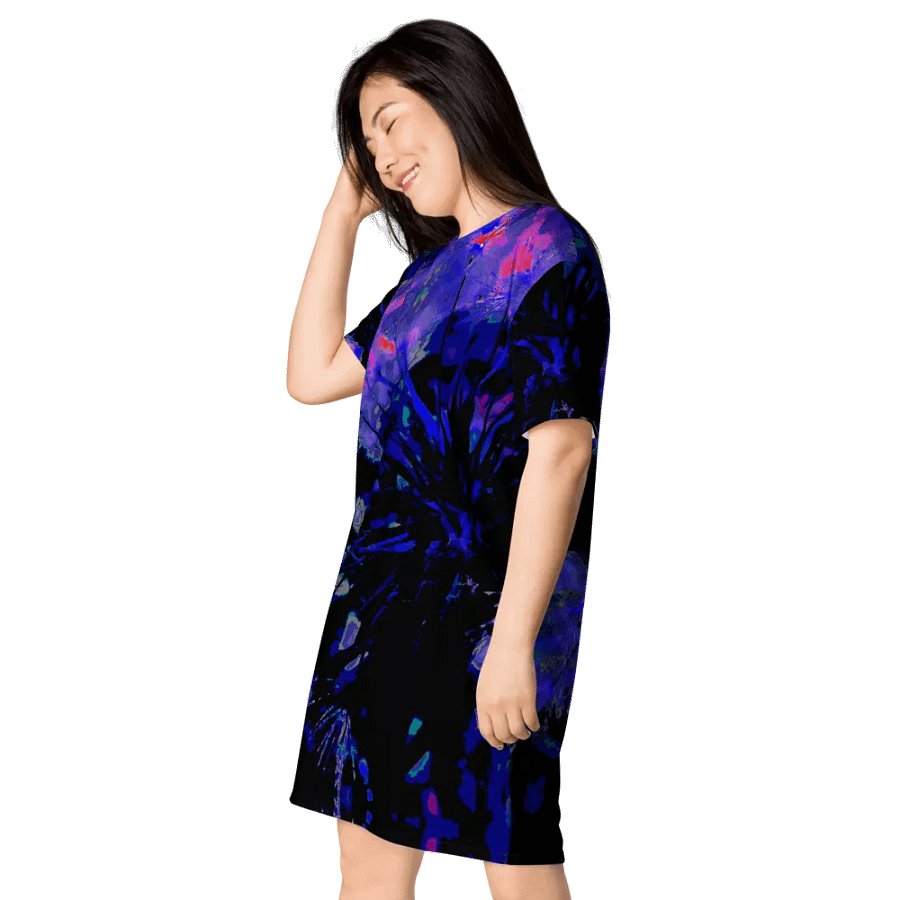 Abstract Funky Neon Dandelion Seeds Ladies T Shirt Dress product image (4)