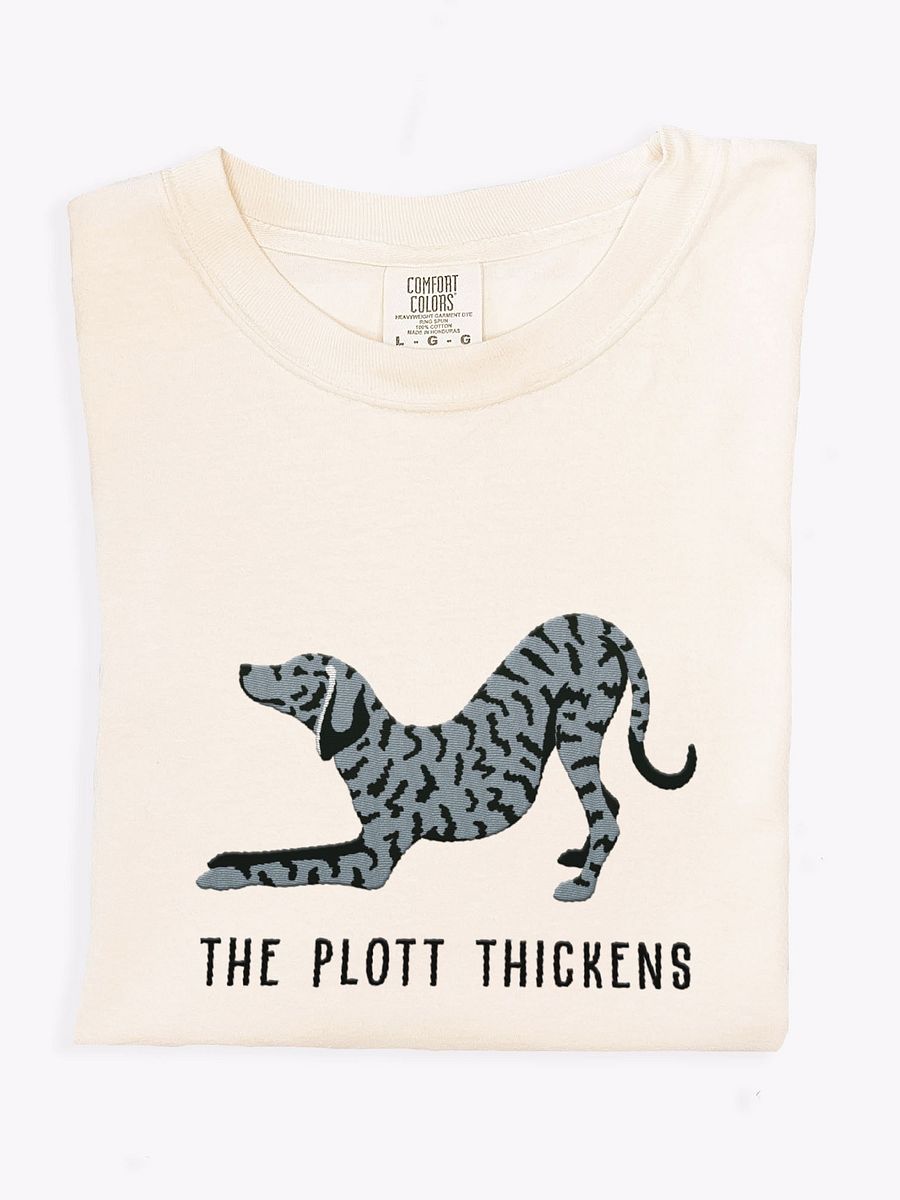 The Plott Thickens T-Shirt(Embroidered) of a Plott Hound(Blue Brindle) product image (1)