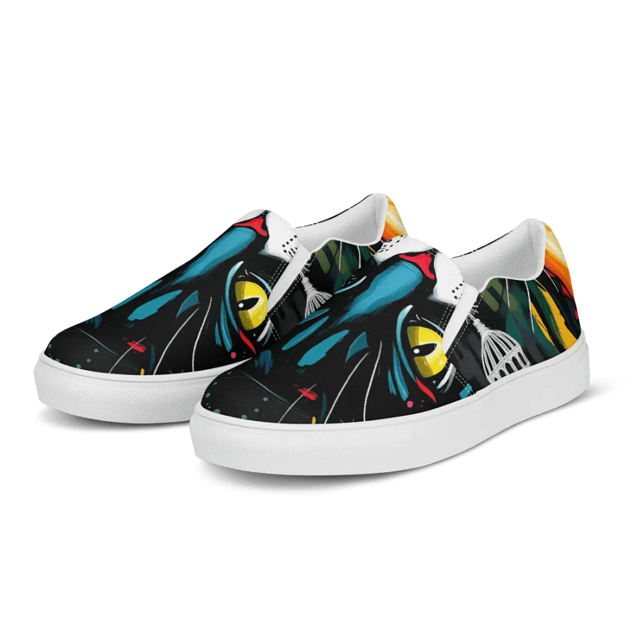 Men's mysterious feline slip on canvas shoes product image (3)