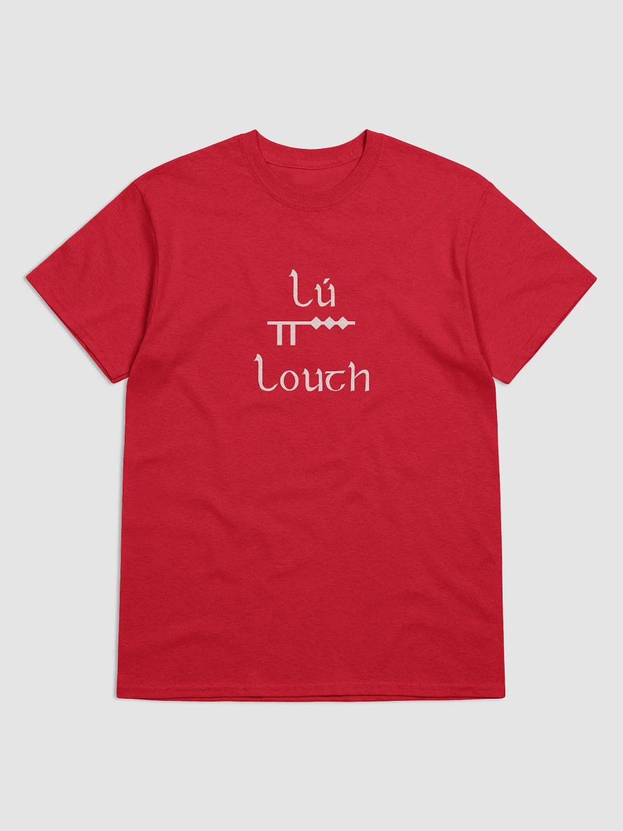 Louth/Lú Scholastic style Ogham red printed T-shirt product image (1)