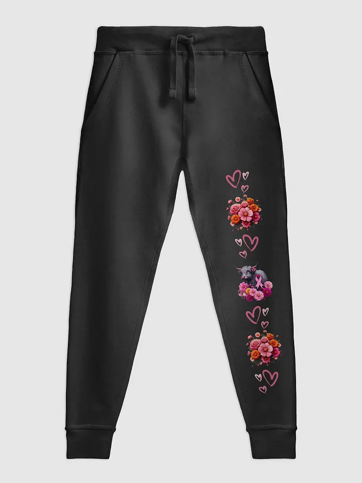 Highland Cow Floral Bliss Breast Cancer Awareness Joggers product image (1)