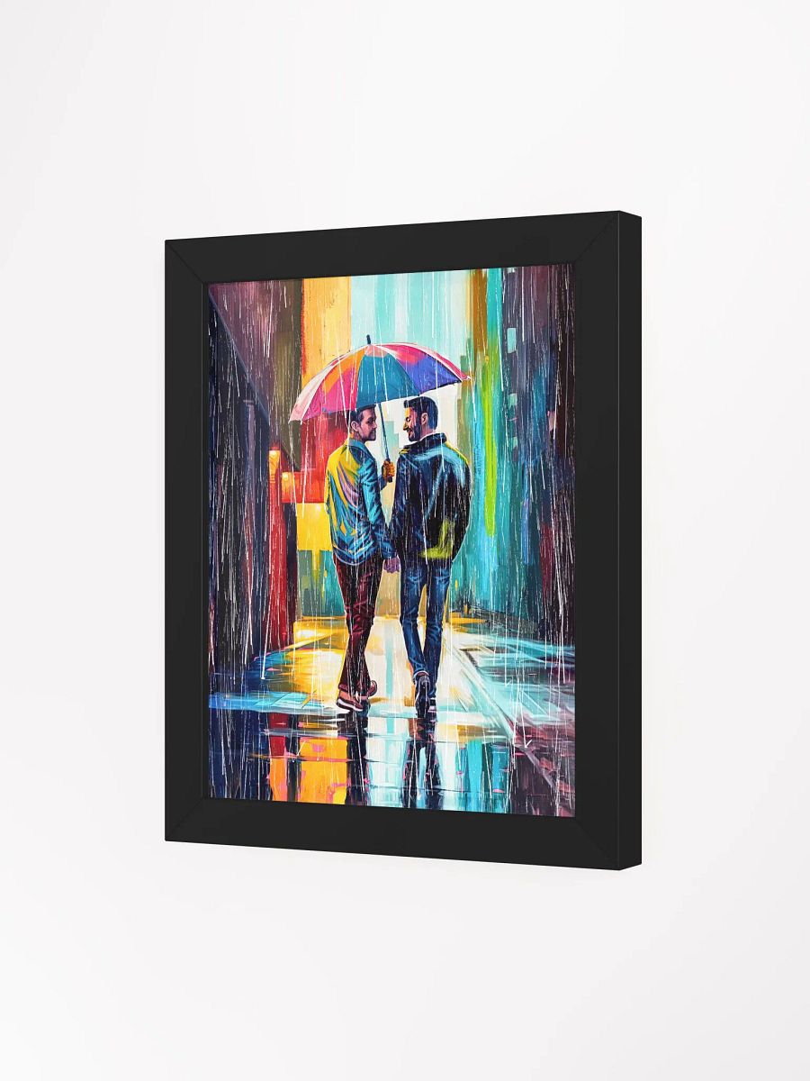 Gay Couple In The Rain – Colorful Two Hearts Framed Poster product image (45)