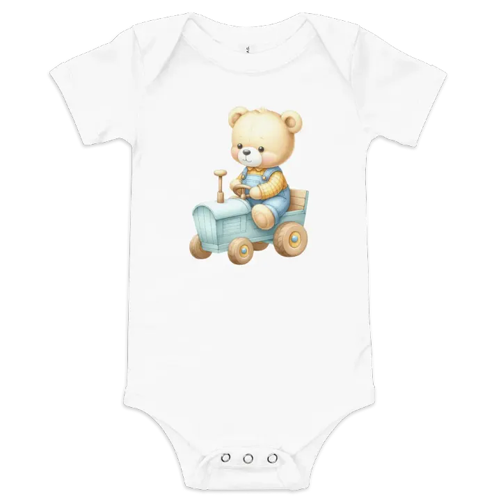 Cute Onesie With Bear Riding A Tractor product image (1)