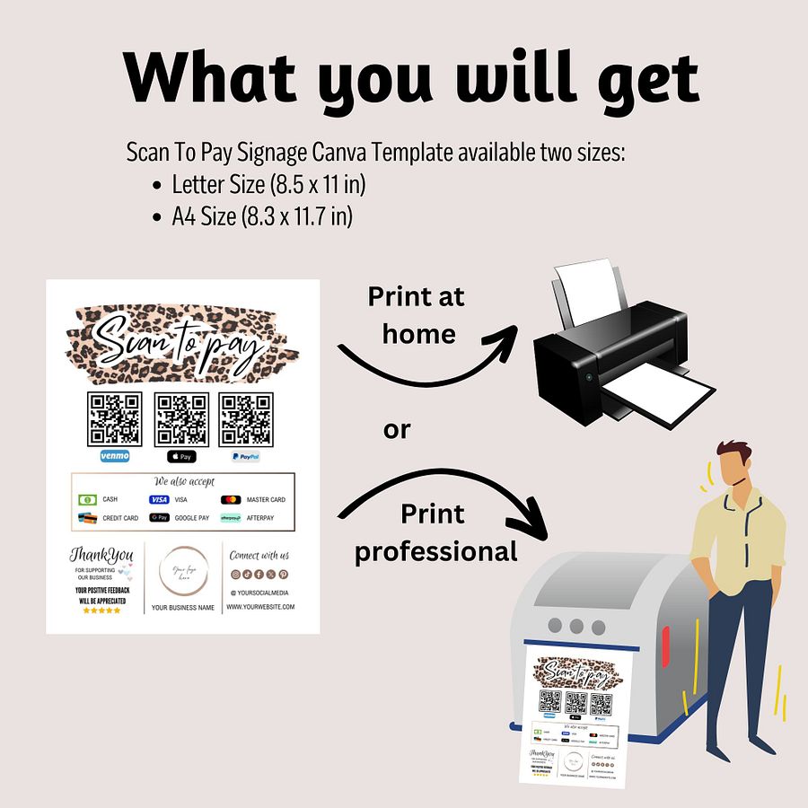 Leopard - Scan To Pay QR Code Sign Template product image (3)