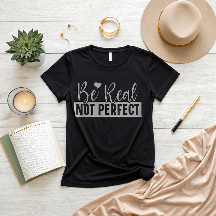 Be Real Not Perfect - Women's Black T-Shirt product image (2)