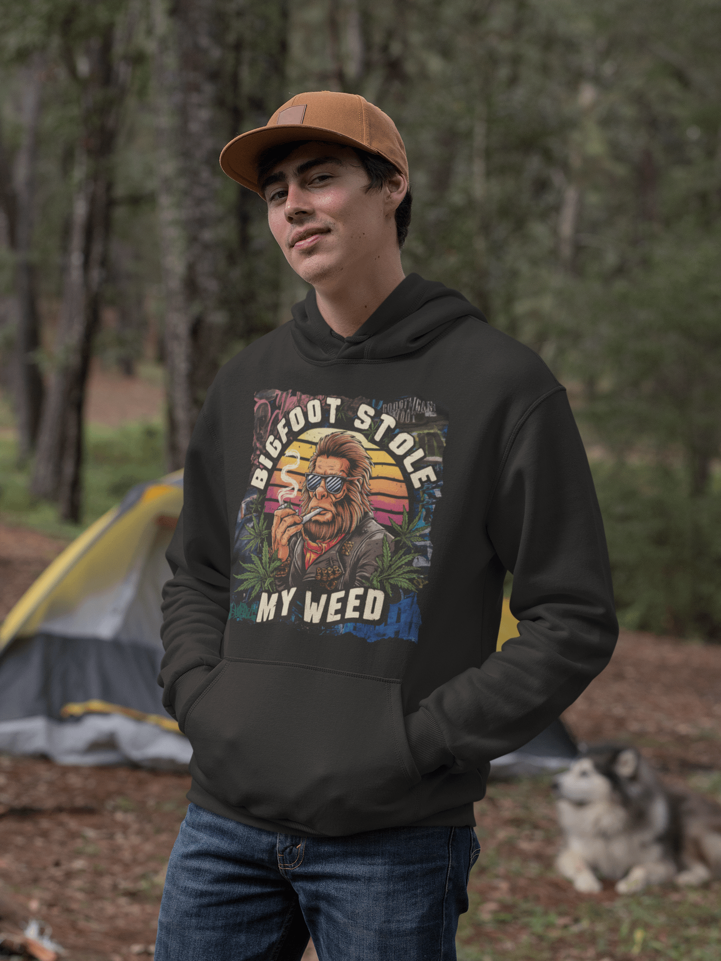 Sasquatch Sunset and Shades - BIGFOOT STOLE MY WEED - Premium Unisex Hoodie product image (1)