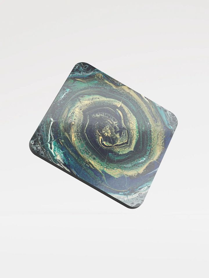 Midnight Halo - Abstract Acrylic Ring Pour, Set of 4 Printed Coasters product image (1)