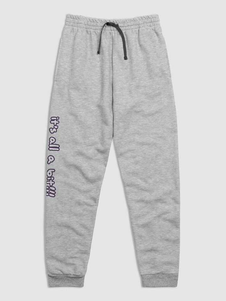 “It’s all a bit!!!” (long lined design, #432A54) unisex joggers product image (1)