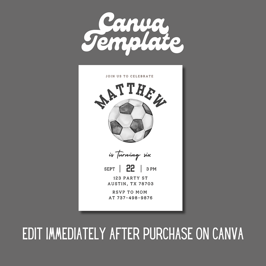 Soccer Birthday Invitation Template – Canva Editable Sports Birthday Invite product image (4)