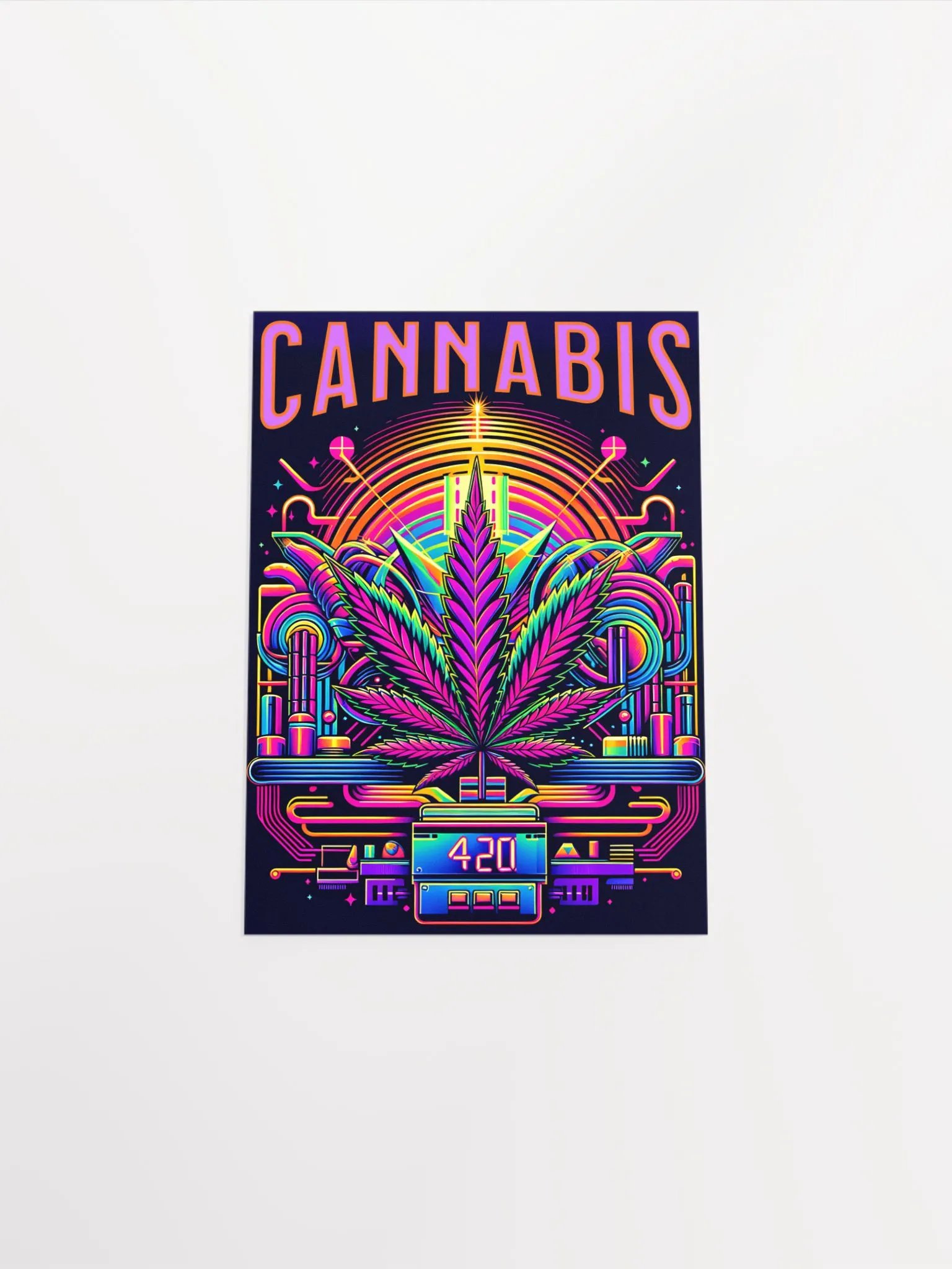 Cannabis 420 Synthwave Poster – Neon Glow Wall Art for Stoners product image (5)