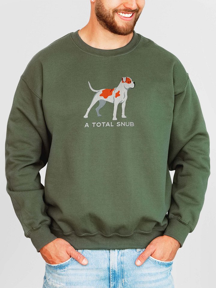 A Total Snub Sweatshirt (Embroidered) of an American Bulldog(Red & White) product image (2)
