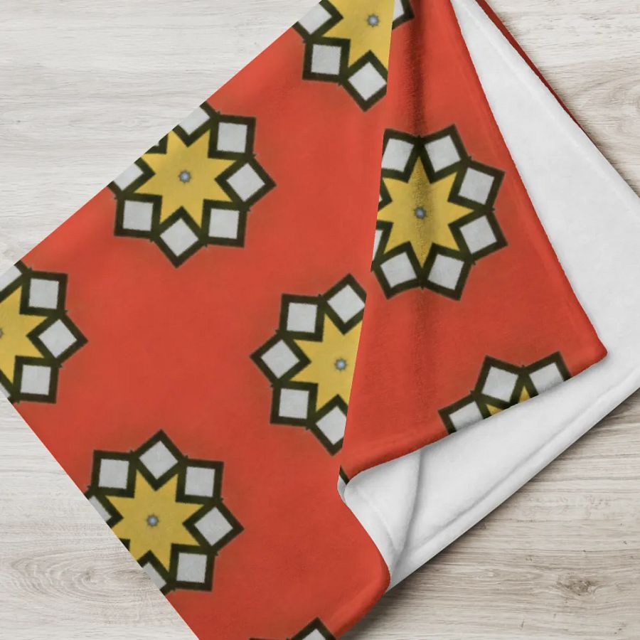 Red Yellow & Grey Star Throw Blanket product image (7)