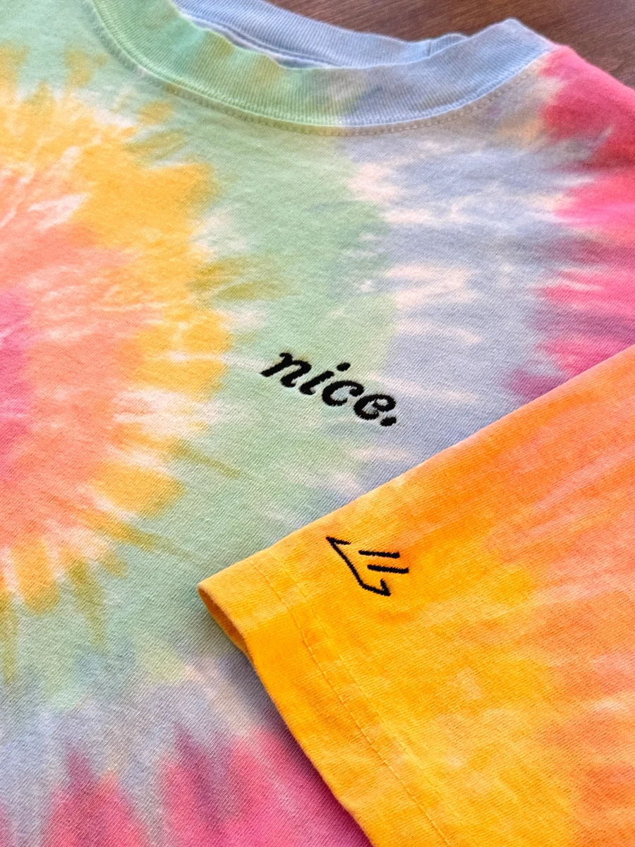 Nice. Embroidered Tie Dye Tee (Sherbet Rainbow) product image (3)