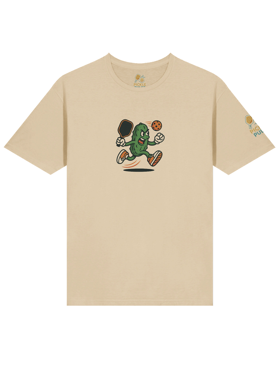 Pickleball Power Pickle T-Shirt – Sand Color Funny Unisex Tee with Animated Pickleball Smash Design product image (3)