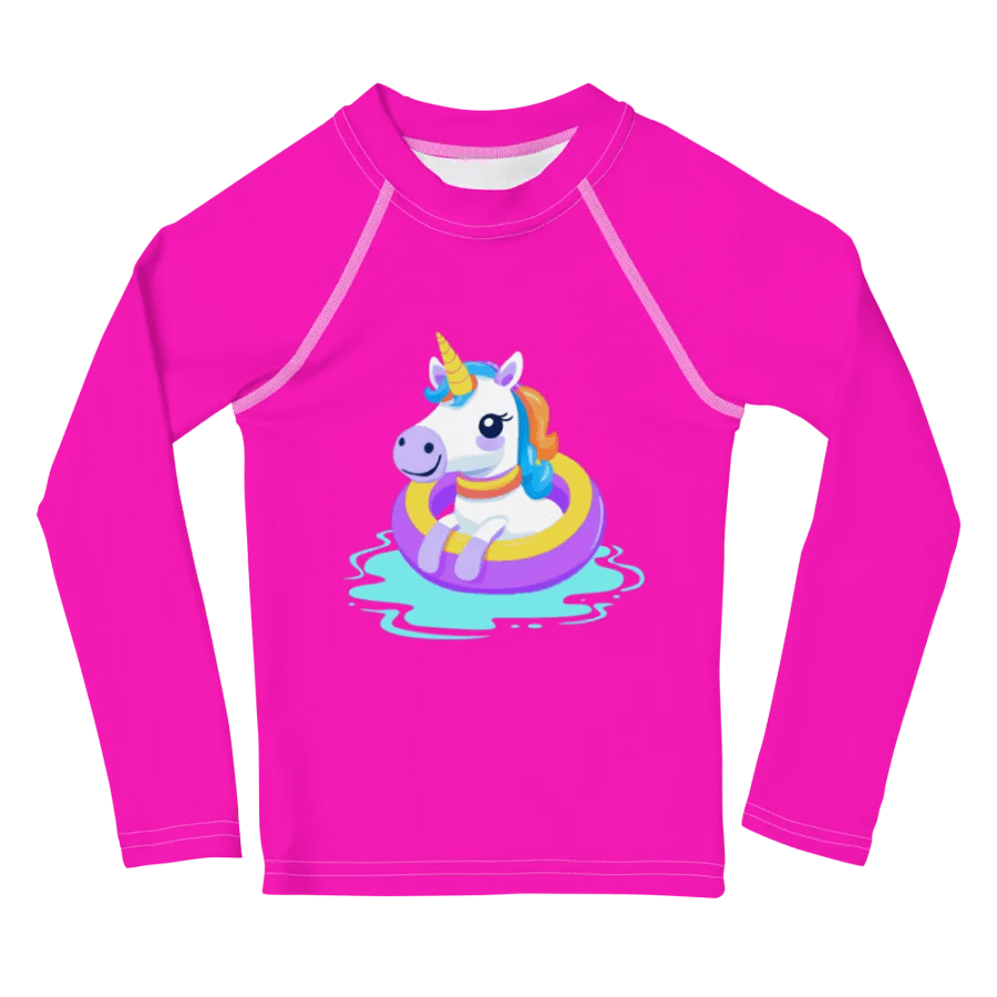 Magical Unicorn Pool Float Kids Rash Guard product image (5)