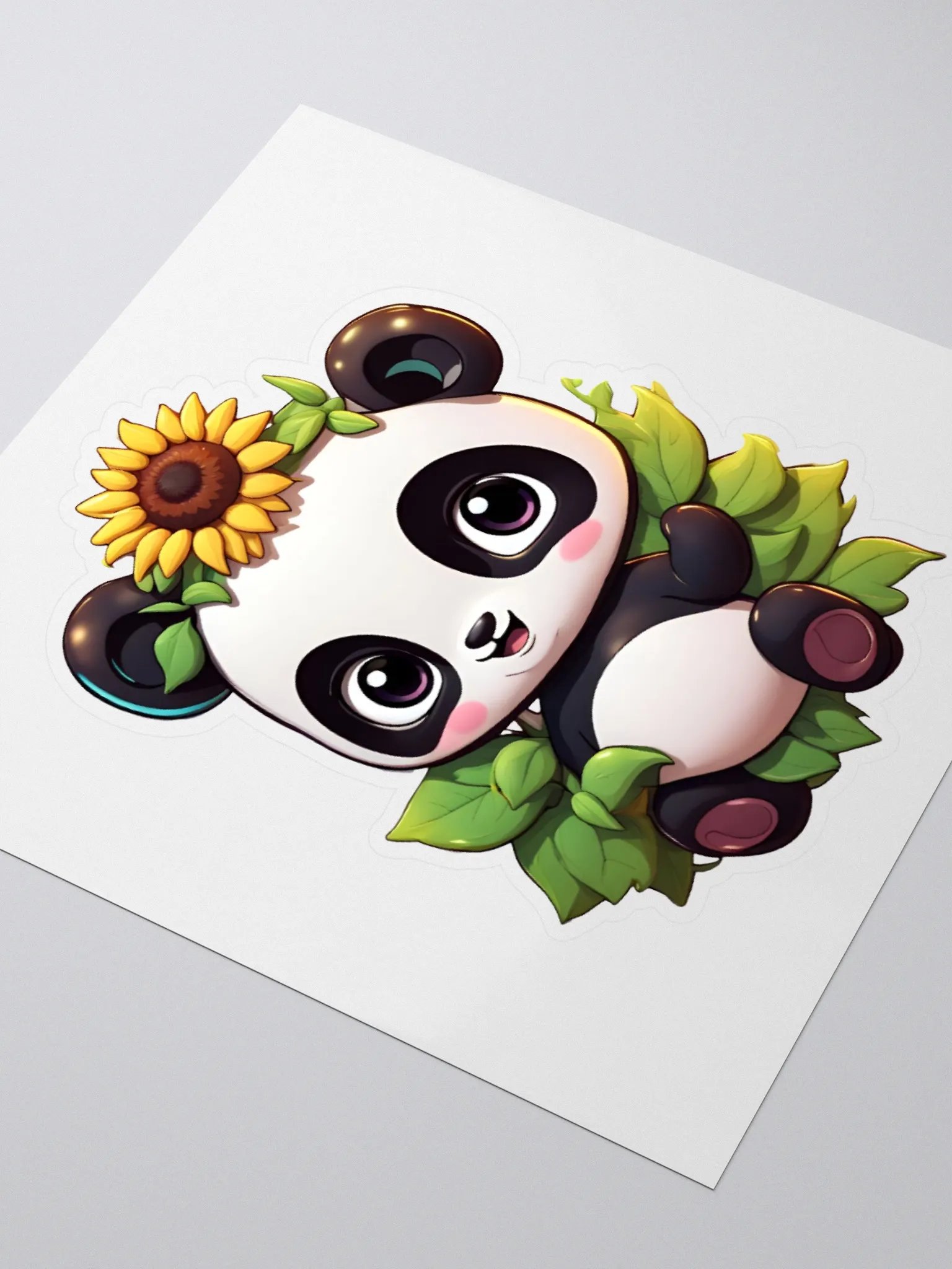 Panda with sunflower in her hair - sticker product image (3)