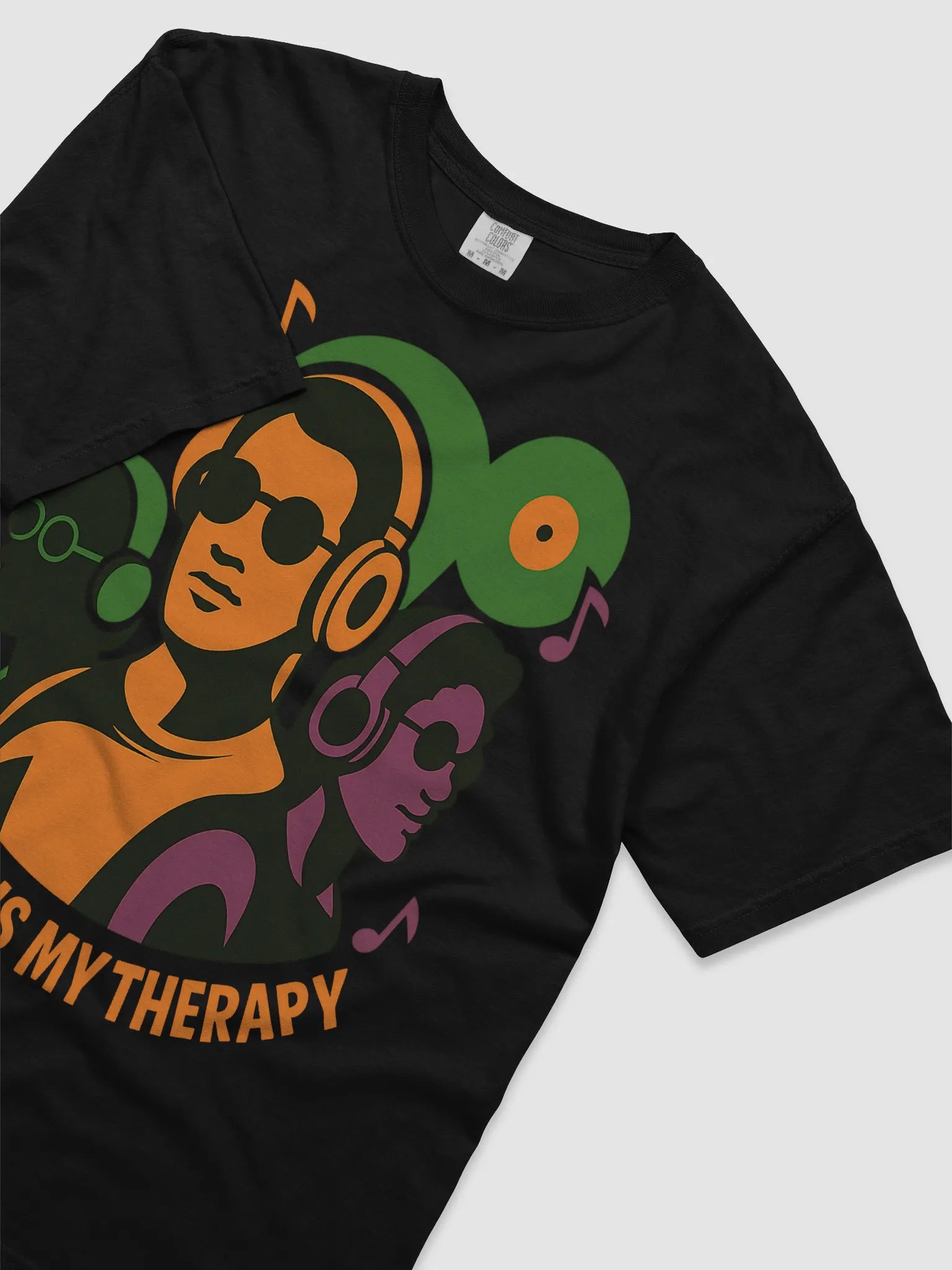 Music Is My Therapy – Retro Headphones Trio T-Shirt Design product image (3)