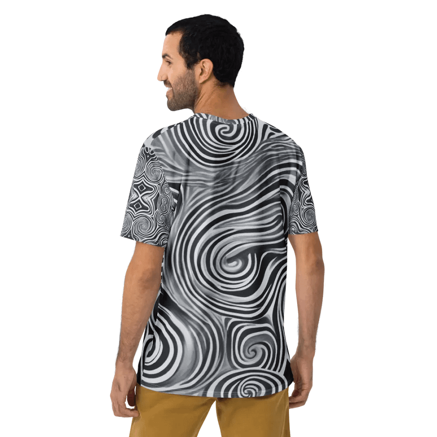 Funky Black and White Noir Liquid Tie-Dye Men's T-shirt product image (10)