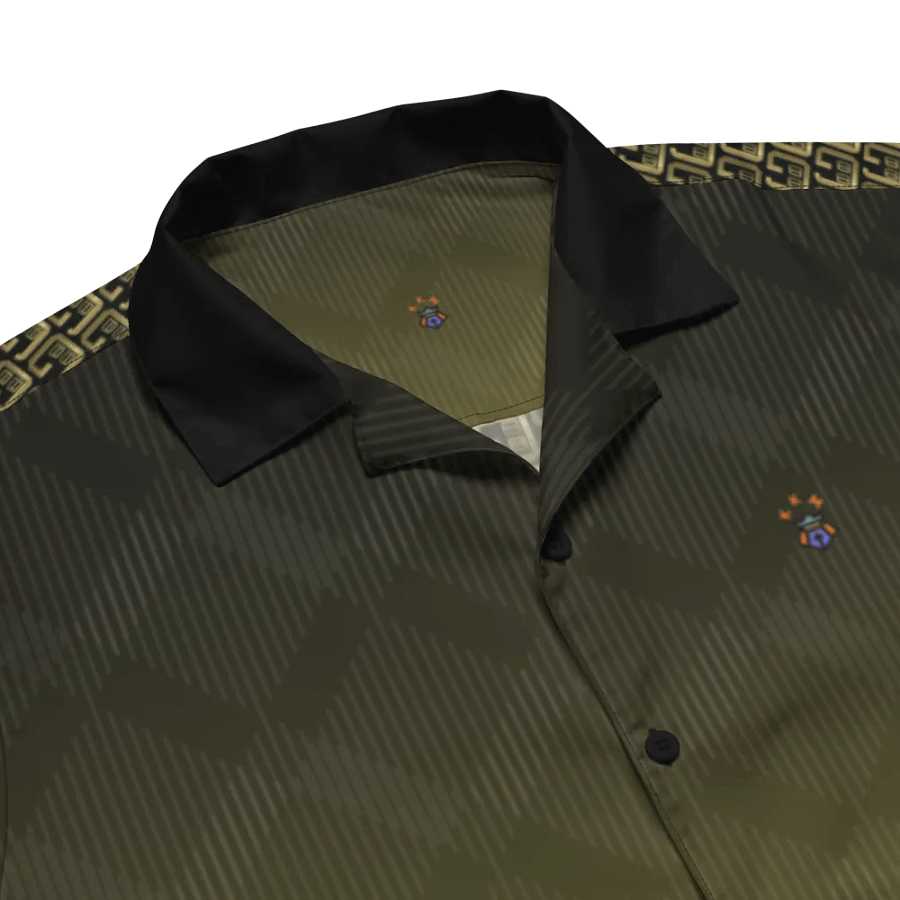 Black and Gold Blessed by God Designer Logo on Back Button-up Shirt product image (3)