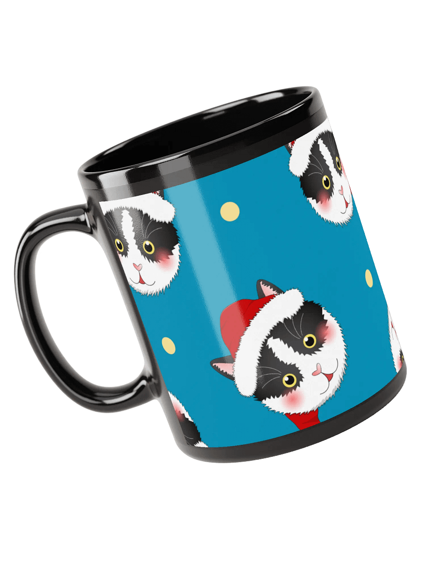 Santa Cat Faces Black Glossy Mug product image (5)