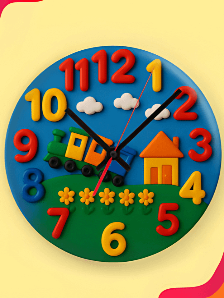 Train Adventure Wall Clock PNG – Whimsical Park Journey Theme for Kids – Perfect for Sublimation – High-Quality 300 DPI Instant Digital Download product image (1)