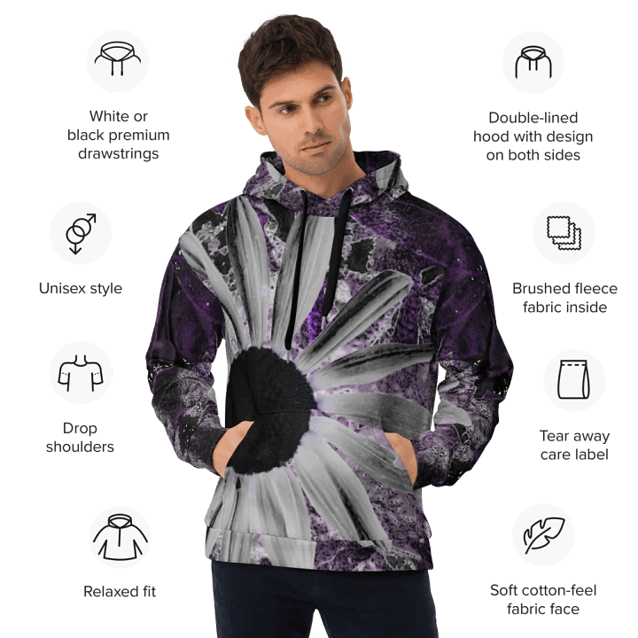 Abstract Dark Daisy Flower Unisex Pull Over Hoodie product image (1)
