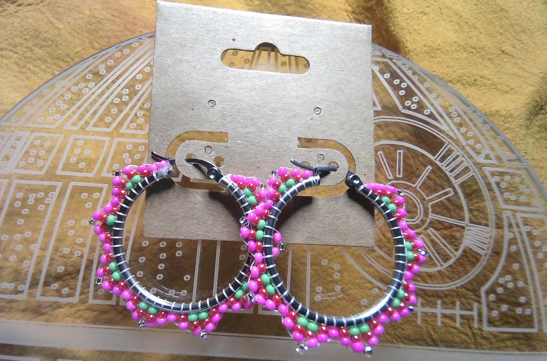 Pink Beaded hoops product image (3)