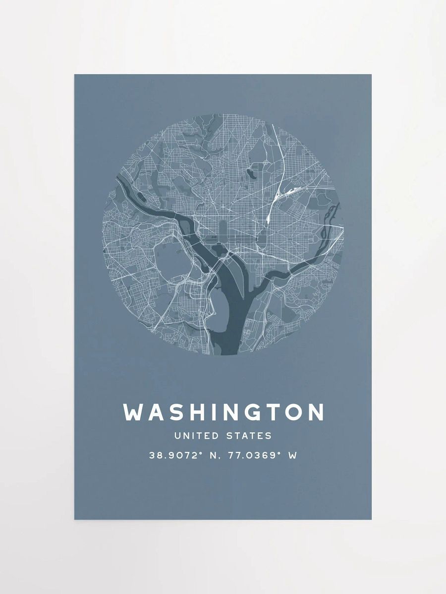 Washington Street Map Poster – Blue Minimalist Circular City Art product image (4)
