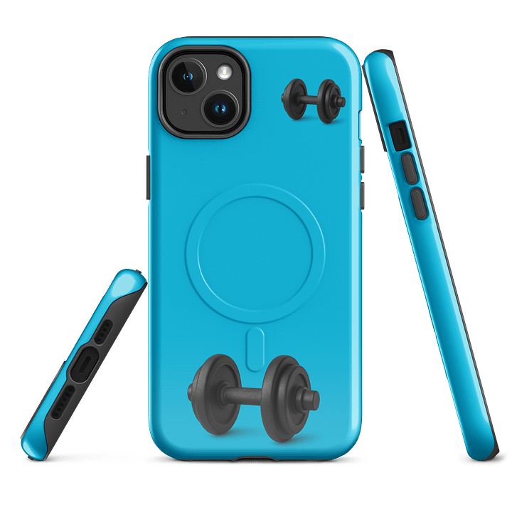 Vibrant Cyan Black Double Dumbbell iPhone® Case product image (1)