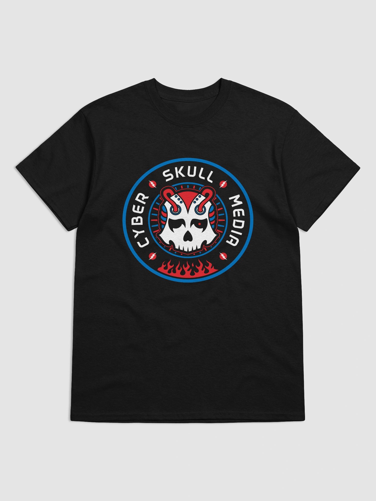 Red, White, & Blue Cyber Skull Media Logo Tee (Basic) product image (1)
