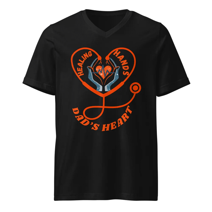 stethoscope, Healing Hands Dad's Heart V-Neck Tee product image (1)