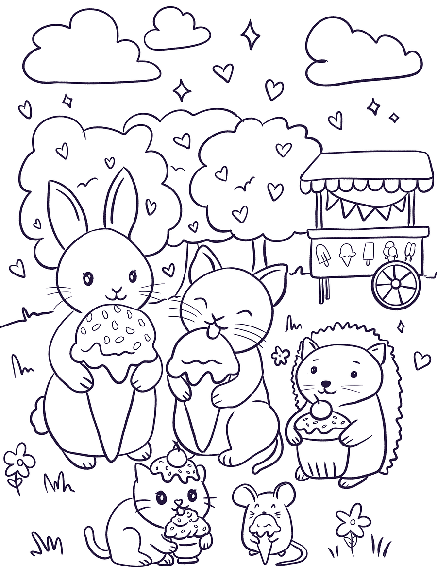 Ice Cream Summer Coloring Page product image (1)