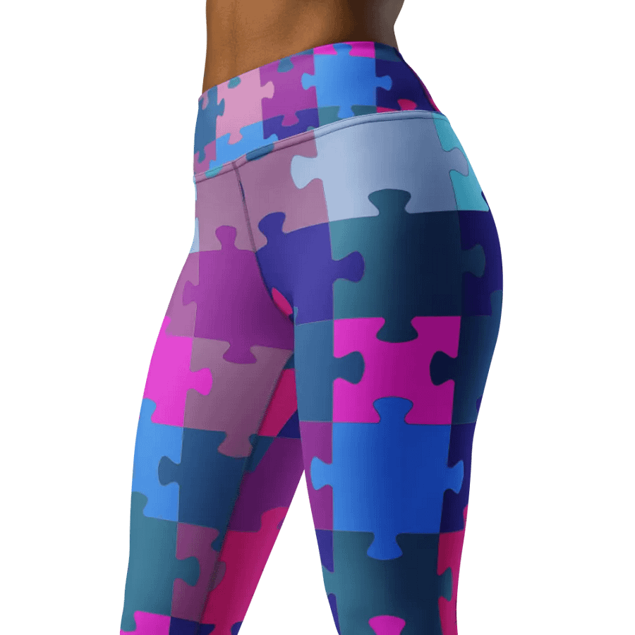 Multi-Colored Geometric Puzzle Pattern Yoga Leggings product image (1)
