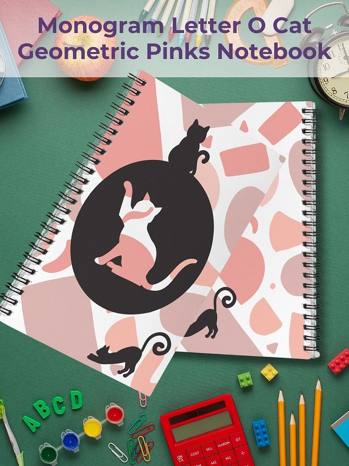 Monogram Letter O Cat Lover Geometric Pinks Notebook product image (1)