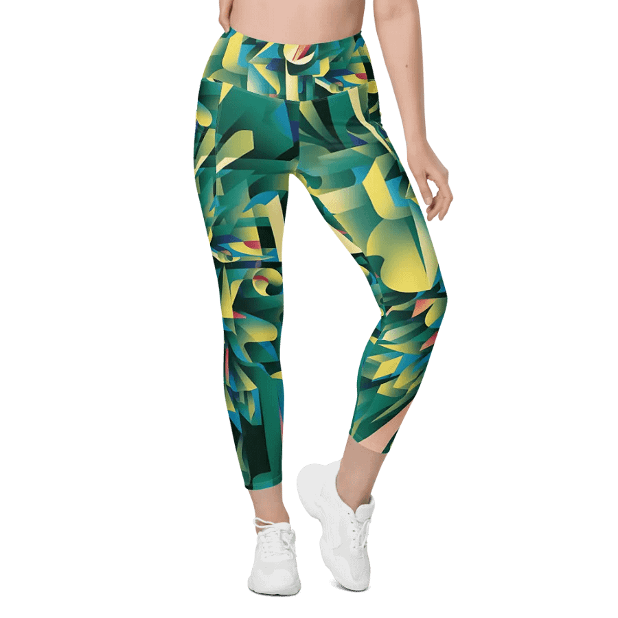 Abstract Lithographic Pattern Design Leggings with pockets - V8 product image (5)