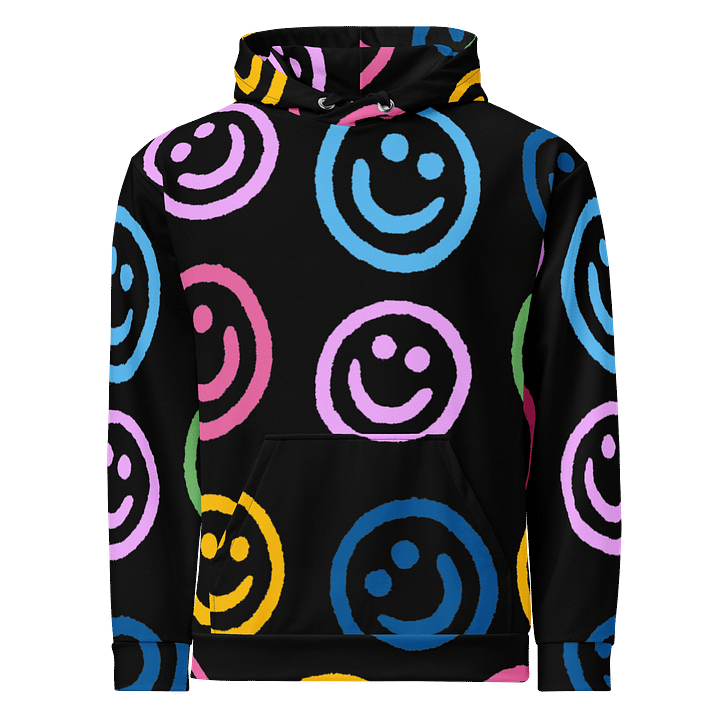 Vibrant Smiley Grid Recycled Hoodie product image (1)