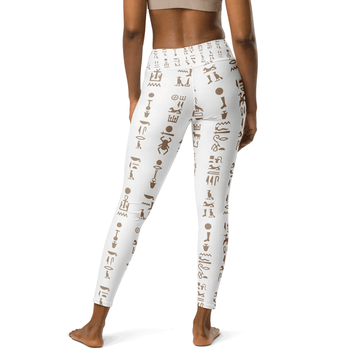 Isis White Full Pattern Hieroglyphs Yoga Leggings product image (2)