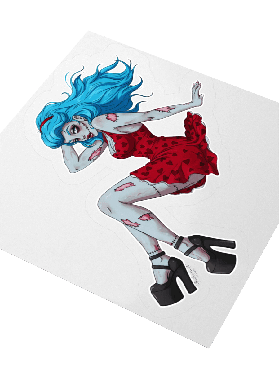 V4 Zombie Pinup Kiss Cut Stickers (Clear Edge) product image (3)