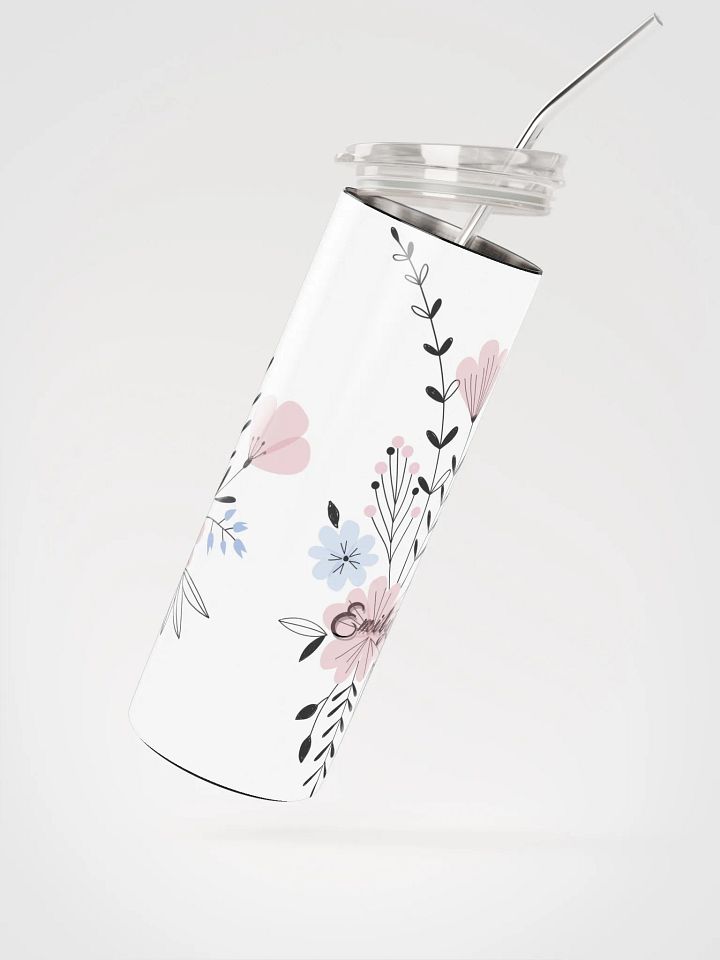 20oz Floral Stainless-Steel vacuum insulated Tumbler with reusable Straw, leak proof lid, Floral Tumbler, mug, portable Bottled Water Bottle. product image (2)