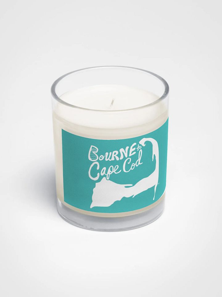 BOURNE to Cape Cod™ | Beach Vibes Candle | Unscented Soy Wax in Glass Jar | White Logo on Dark Turquoise product image (2)