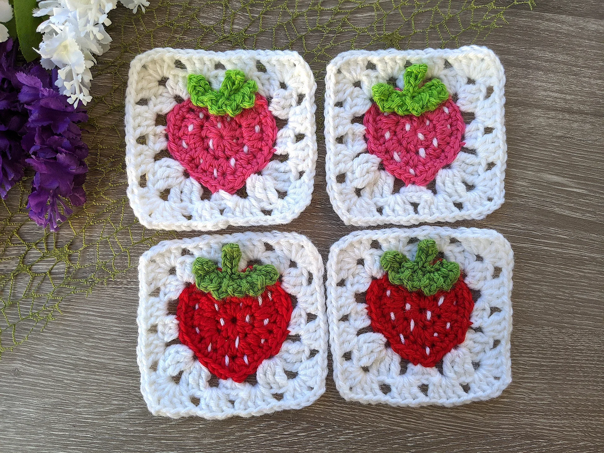 Crochet Strawberry Granny Square Pattern product image (4)