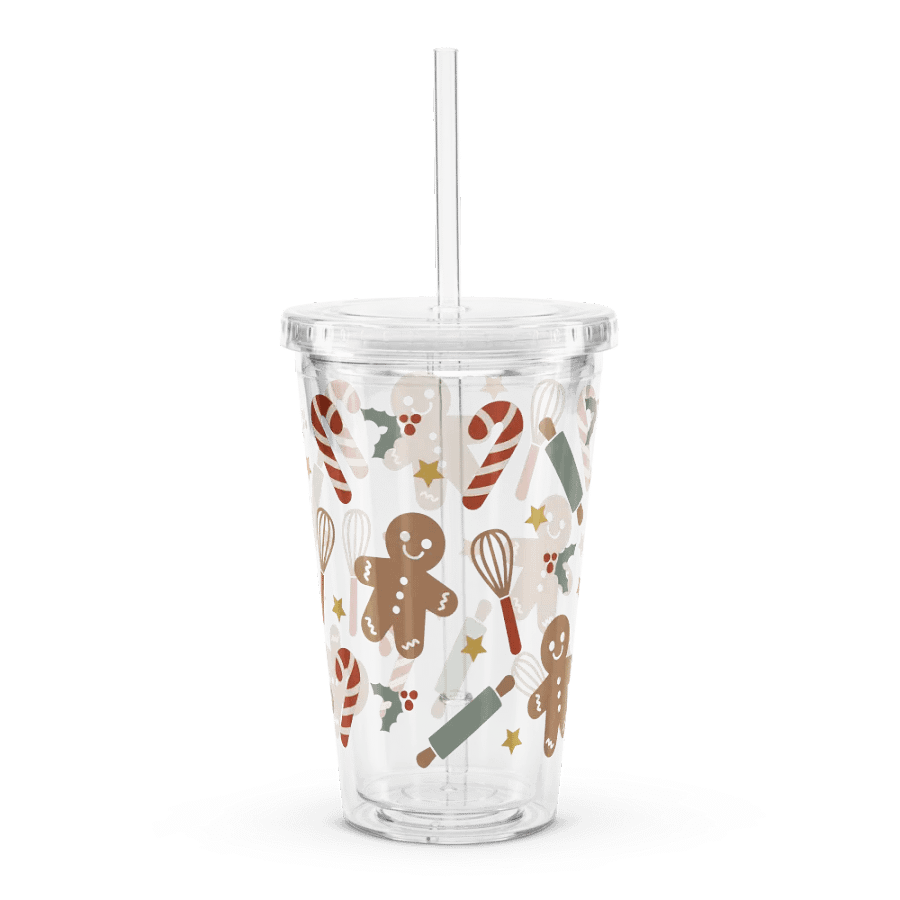 Gingerbread Man Baking Double Wall Clear Plastic Tumbler (16 oz) product image (4)