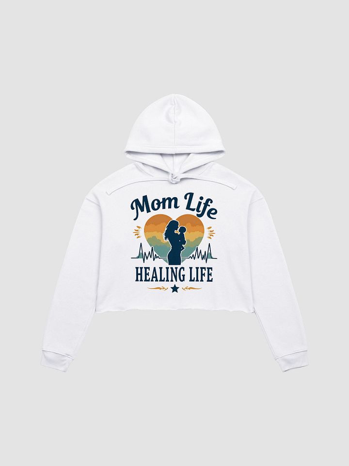 Sunset Silhouette Mom Life Crop Hoodie product image (4)