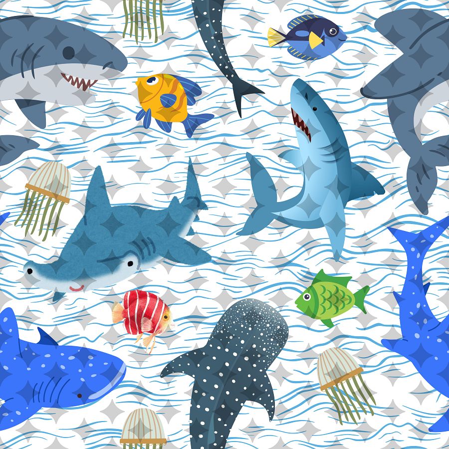 Shark Attack Seamless Pattern product image (1)