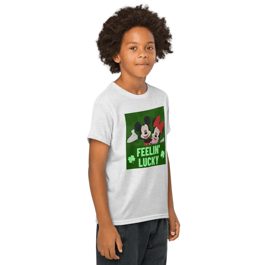 Mickey and Minnie mouse green style (art by Dina R.) acrylic painting picture - Gildan Youth Sports Tee product image (34)
