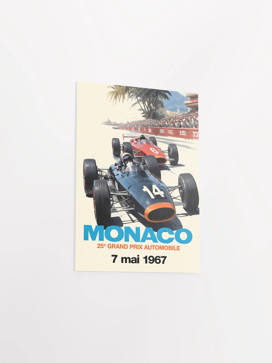 Monaco Grand Prix 1967 Poster — Vintage F1 Racing Wall Art, Retro Motorsport Print product image (8)